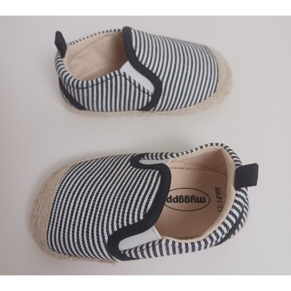 ddBBRw Black Striped Beige Slip-On Infant Girl Shoe Size 12-18mths - Picture 9 of 9